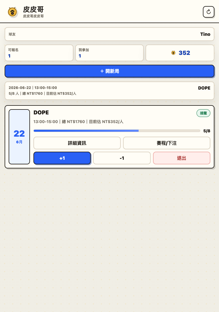 皮皮哥 LINE 內管理頁面